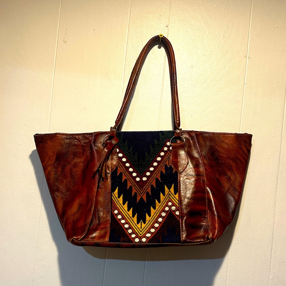 Mexican handmade leather tote bag